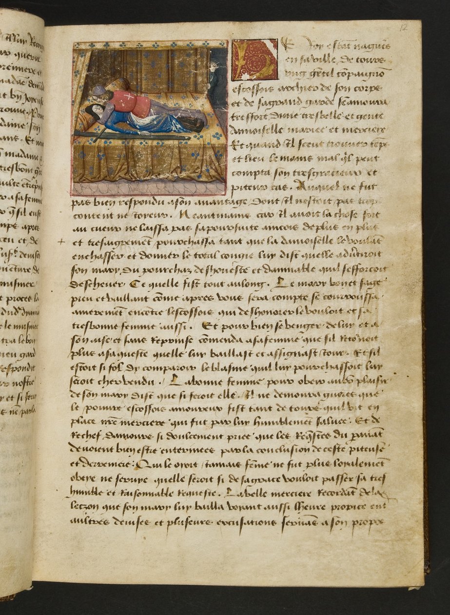 MS Hunter 252 012r Yüz Haber Haberinden Sayfa, c.1461-62 by French School