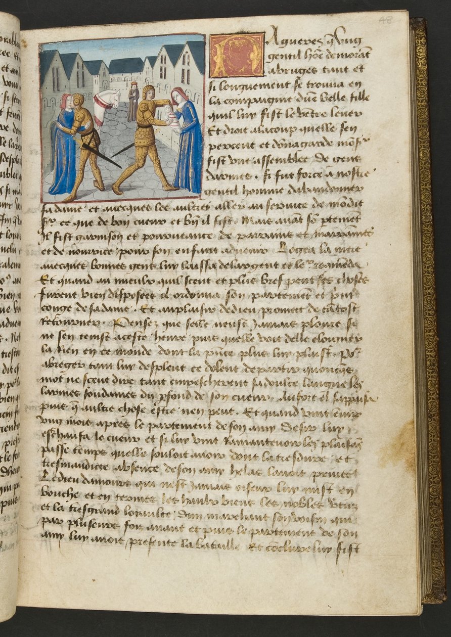 MS Hunter 252 048r Yüz Haber Haberinden Sayfa, c.1461-62 by French School