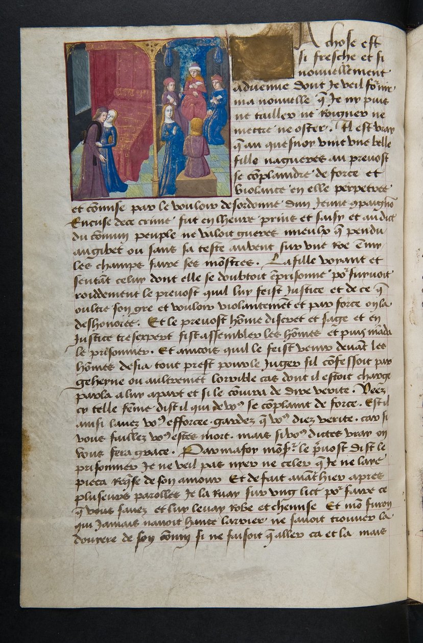 MS Hunter 252 053v Yüz Haber Haberinden Sayfa, c.1461-62 by French School