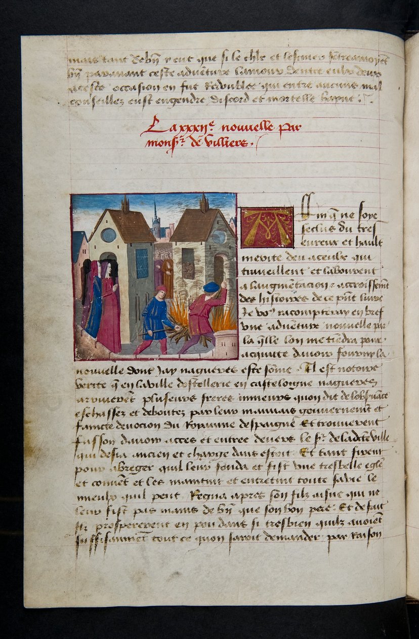 MS Hunter 252 075v Yüz Haber Haberinden Sayfa, c.1461-62 by French School