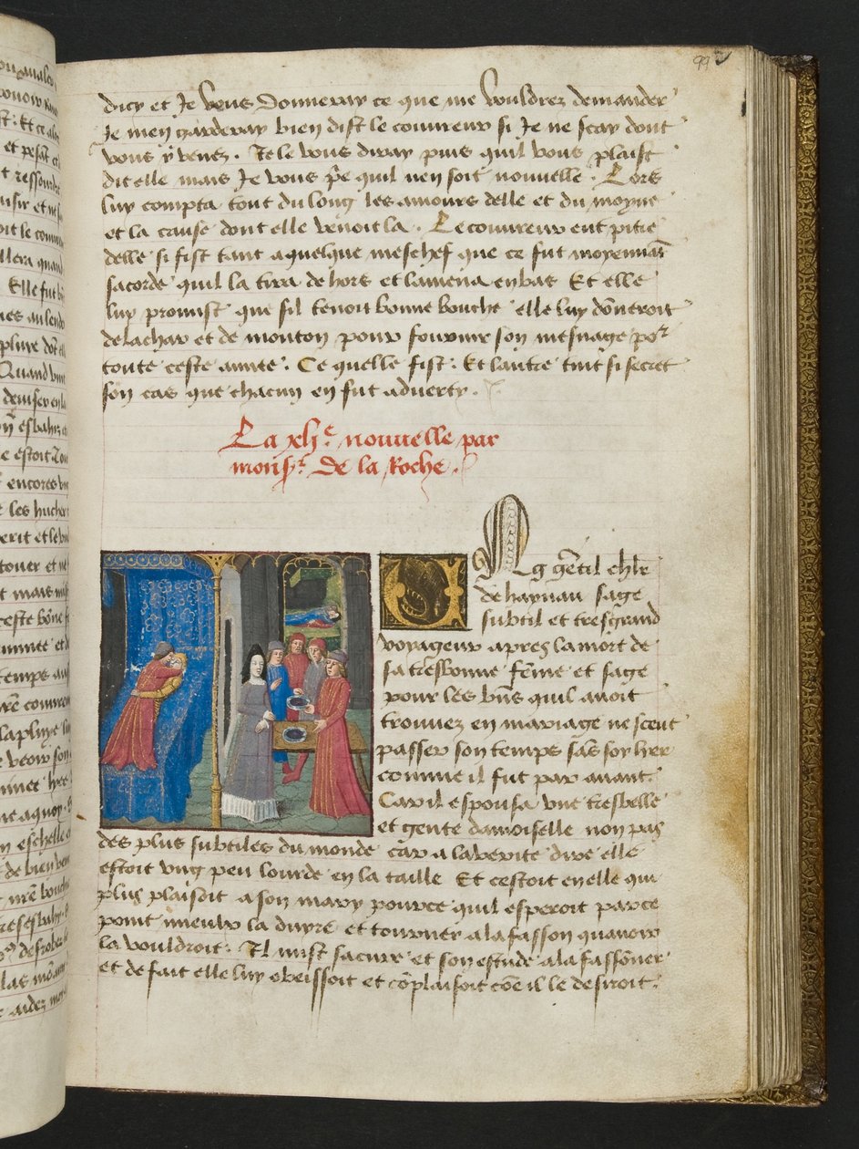 MS Hunter 252 099r Yüz Haber Haberinden Sayfa, c.1461-62 by French School