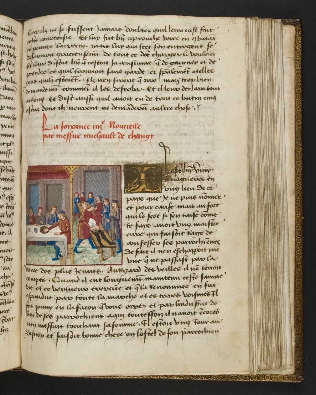 MS Hunter 252 143r Yüz Haber Haberinden Sayfa, c.1461-62 by French School