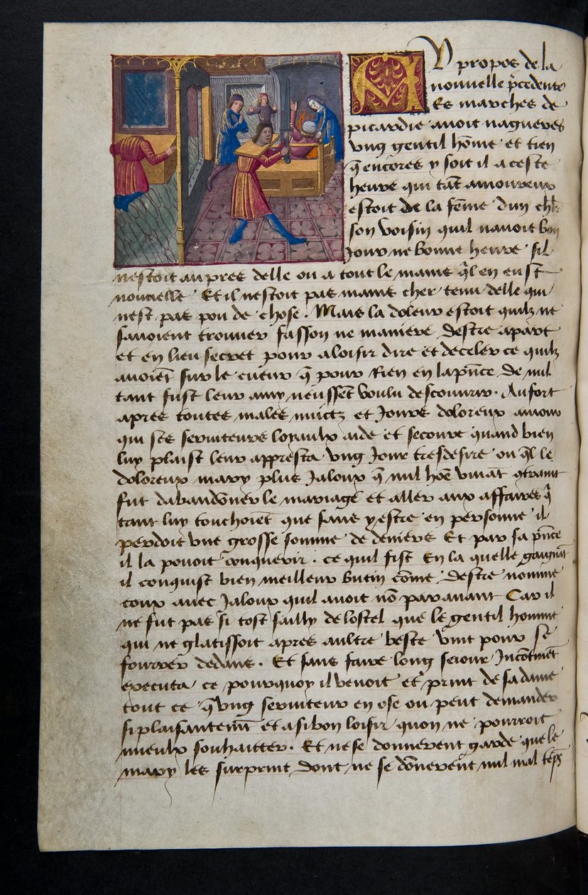 MS Hunter 252 155v Yüz Haber Haberinden Sayfa, c.1461-62 by French School