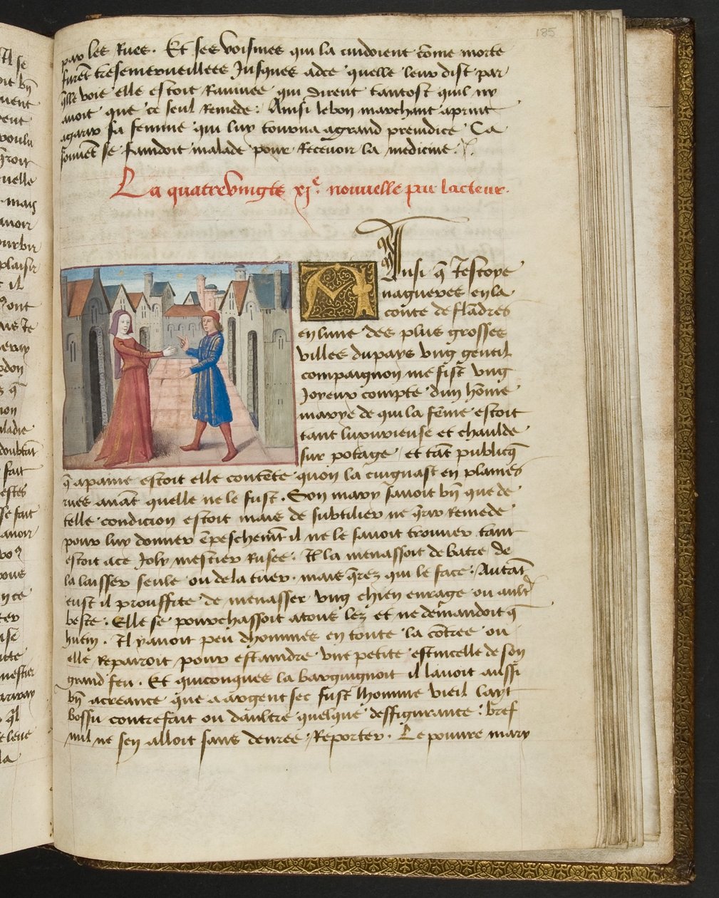 MS Hunter 252 185r Yüz Haber Haberinden Sayfa, c.1461-62 by French School
