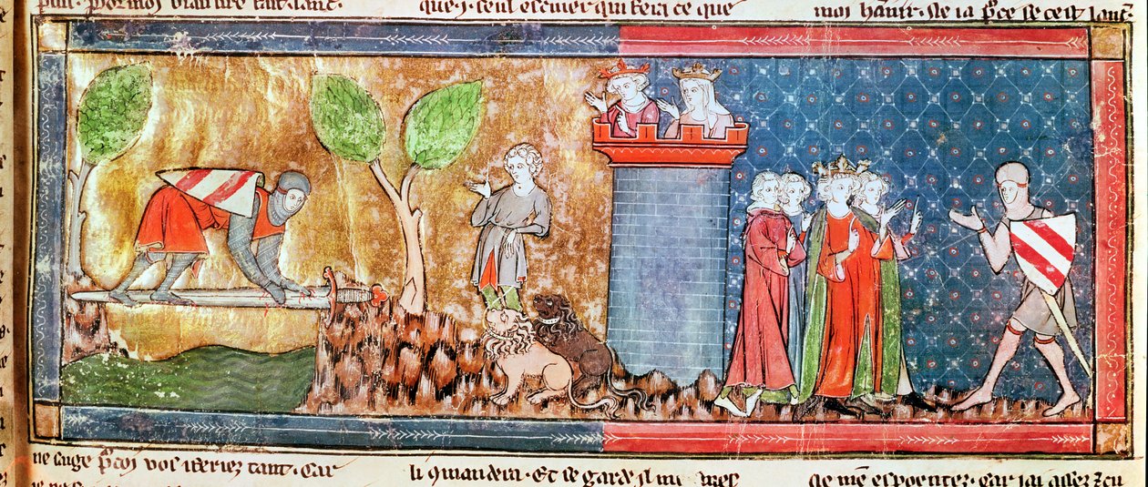 M. 806 f.166 Lancelot, Guinevere sevgisini, Roman de Lancelot du Lac, 1344