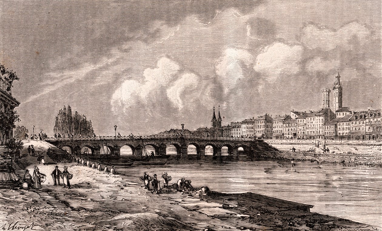 Macon - Bourgogne-Franche-Comte - V.A. Malt-Brown tarafından “La France illustrée: coğrafya, tarih, istatistiksel yönetim” de gravür. 1884 by French School