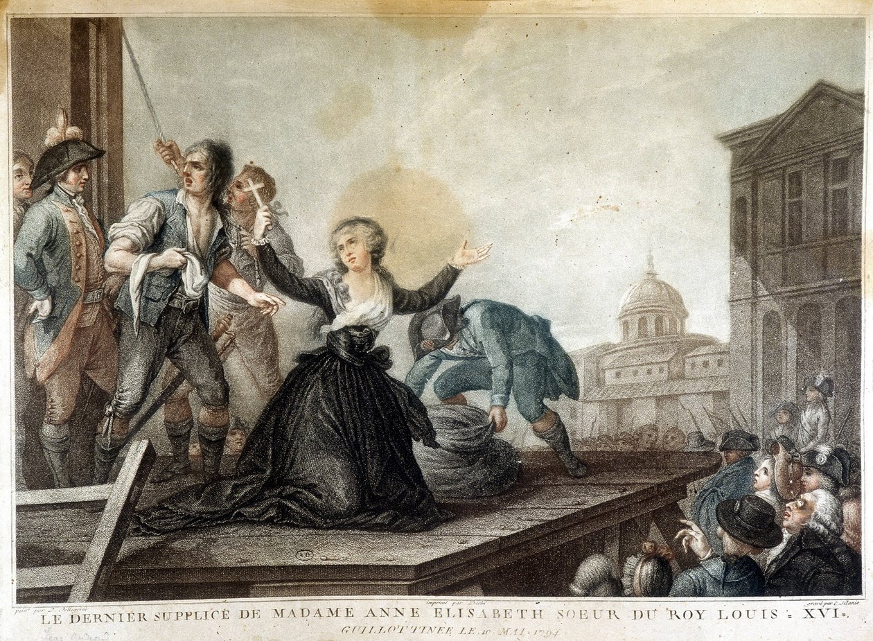 Madam Anne Elisabeth, Kral Louis XVI'nın (1764-1793) kız kardeşi, giyotin by French School