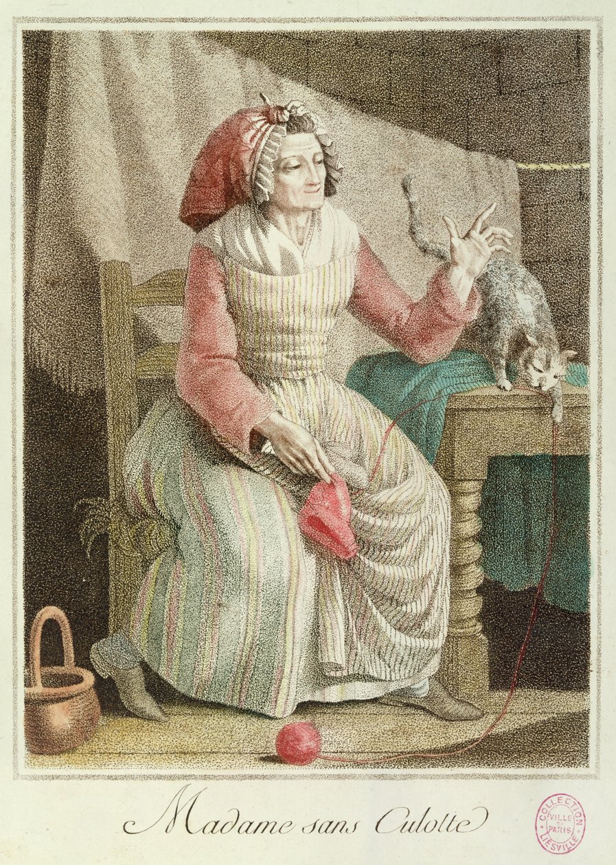 Madame Sans-Culotte, 1792 (renkli gravür) by French School