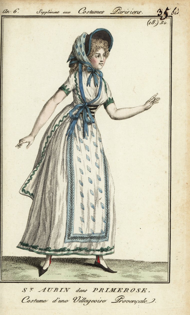 Madame de St. Aubin, Primerose kostümü içinde. by French School