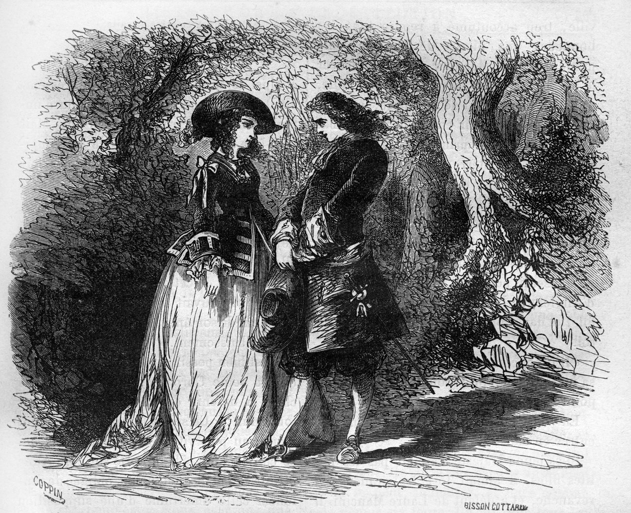 Matmazel de Pons, genç sevgilisi Malicorne ile 1653 civarında tanıştı. Dr. Th. -F. Debray. 1879. by French School