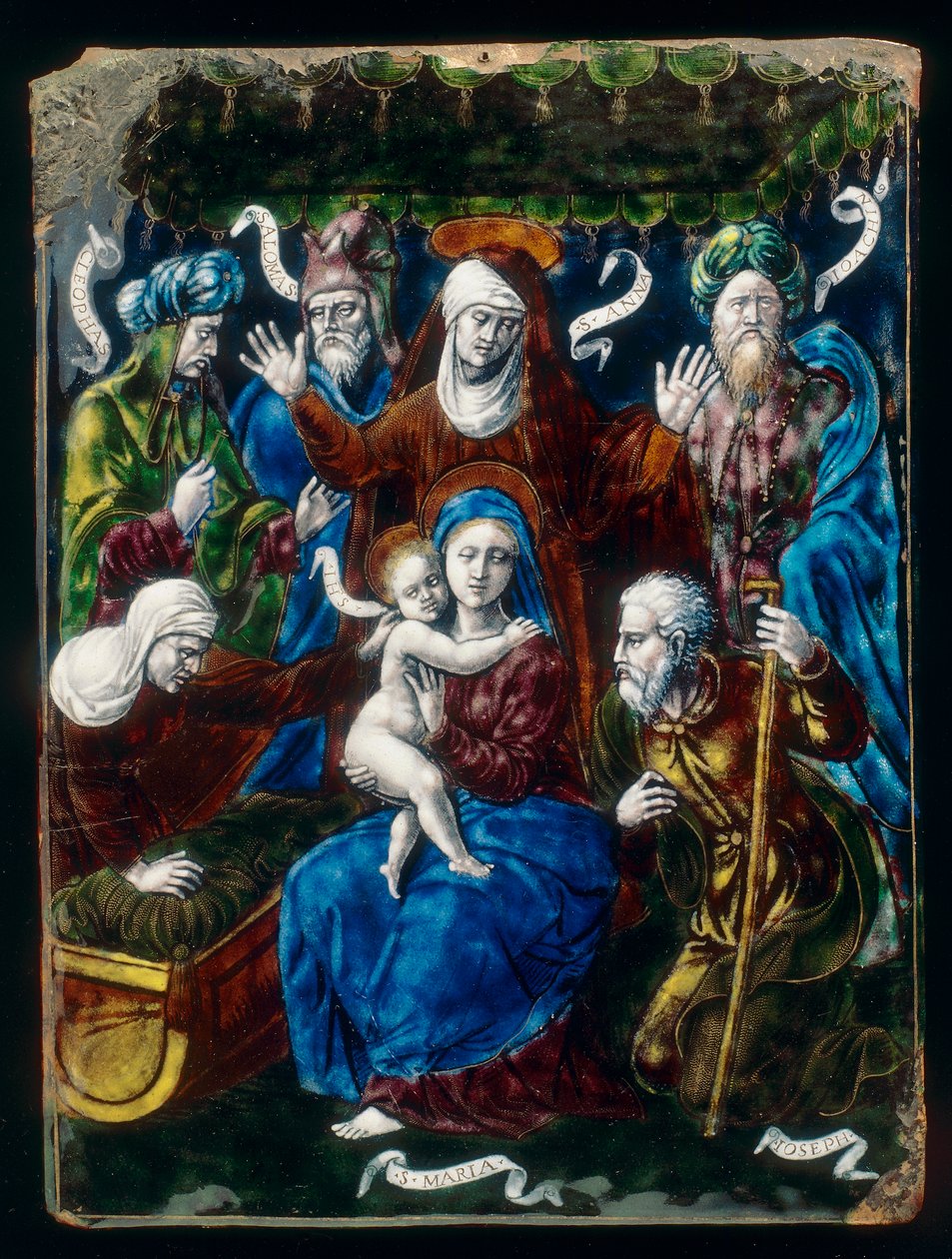 Madonna ve Çocuk, Azizler ve Peygamberler, Penicaud atölyesinden majolikada çalışıyor by French School