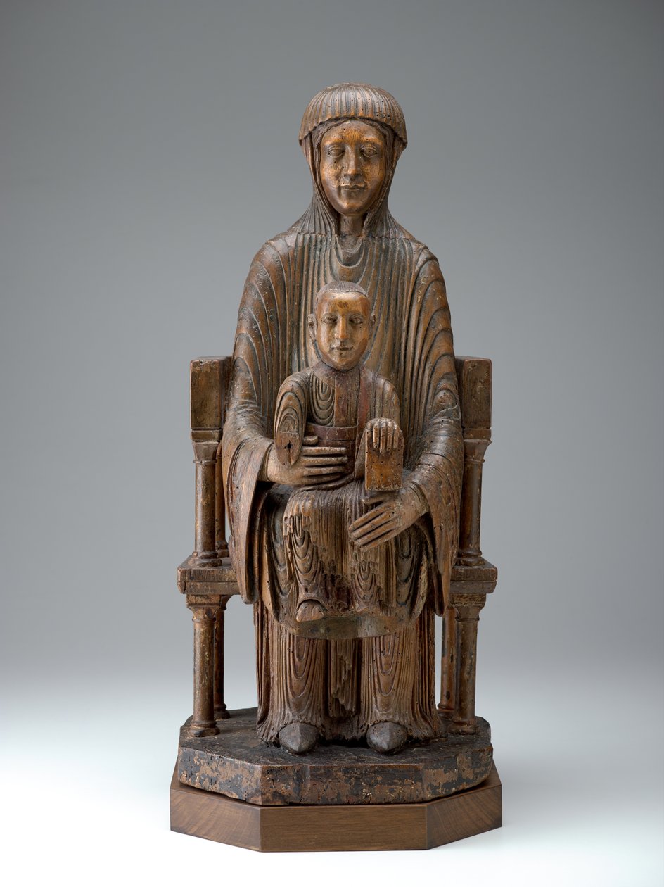 Madonna and Child in Majesty, yaklaşık 1150-1200 (ahşap, çok renkli izler) by French School