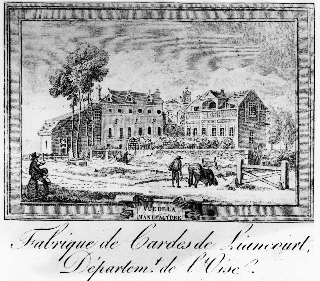 İmalat, Duke de la Rochefoucauld, Liancourt; Liancourt Tel Fabrikası, Oise Departmanı. by French School