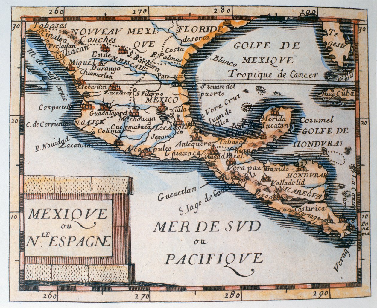 Meksika veya Yeni İspanya Haritası, 1625 by French School