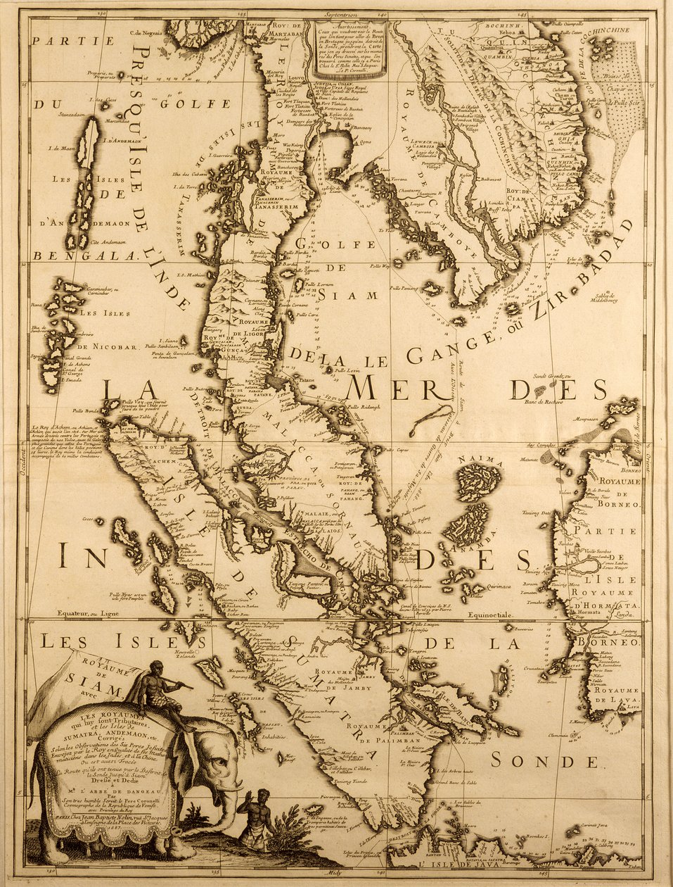 Güney Doğu Asya Haritası, 1687 (kağıt üzerine mürekkep) by French School