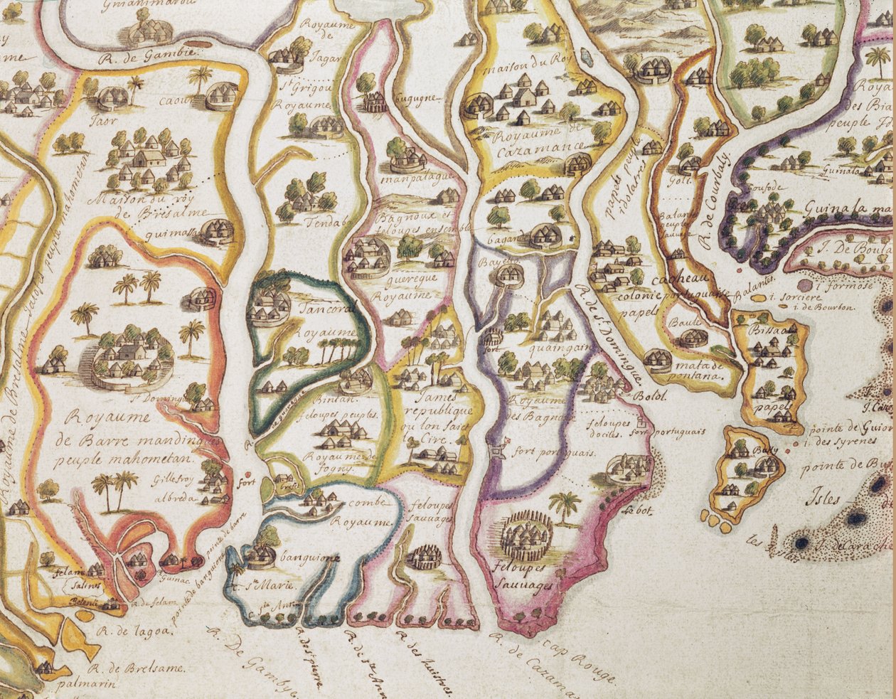 Afrika Sahili ve Gambiya Nehri Haritası, 1622 by French School