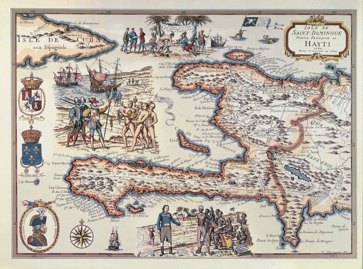 Haiti Adası Haritası, 1789 by French School