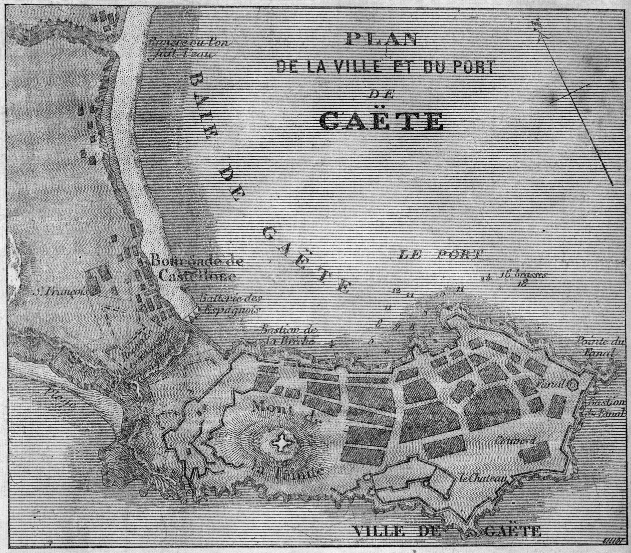 Şehir ve liman haritası Gaete (Gaeta), İtalya by French School