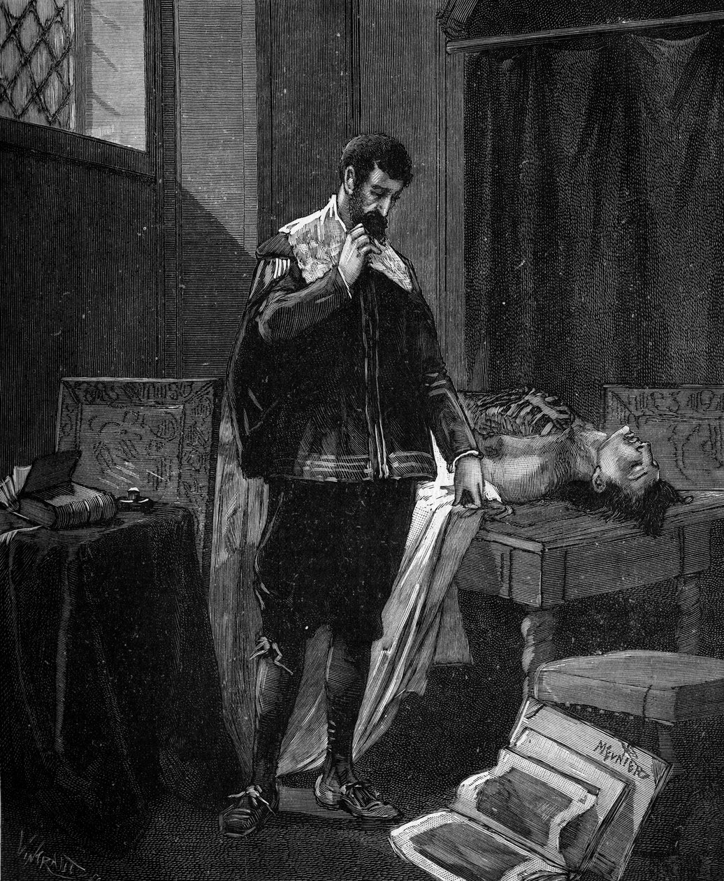 Marcello Malpighi (1628-1694), İtalyan doktor ve otopsi yapan anatomist. by French School