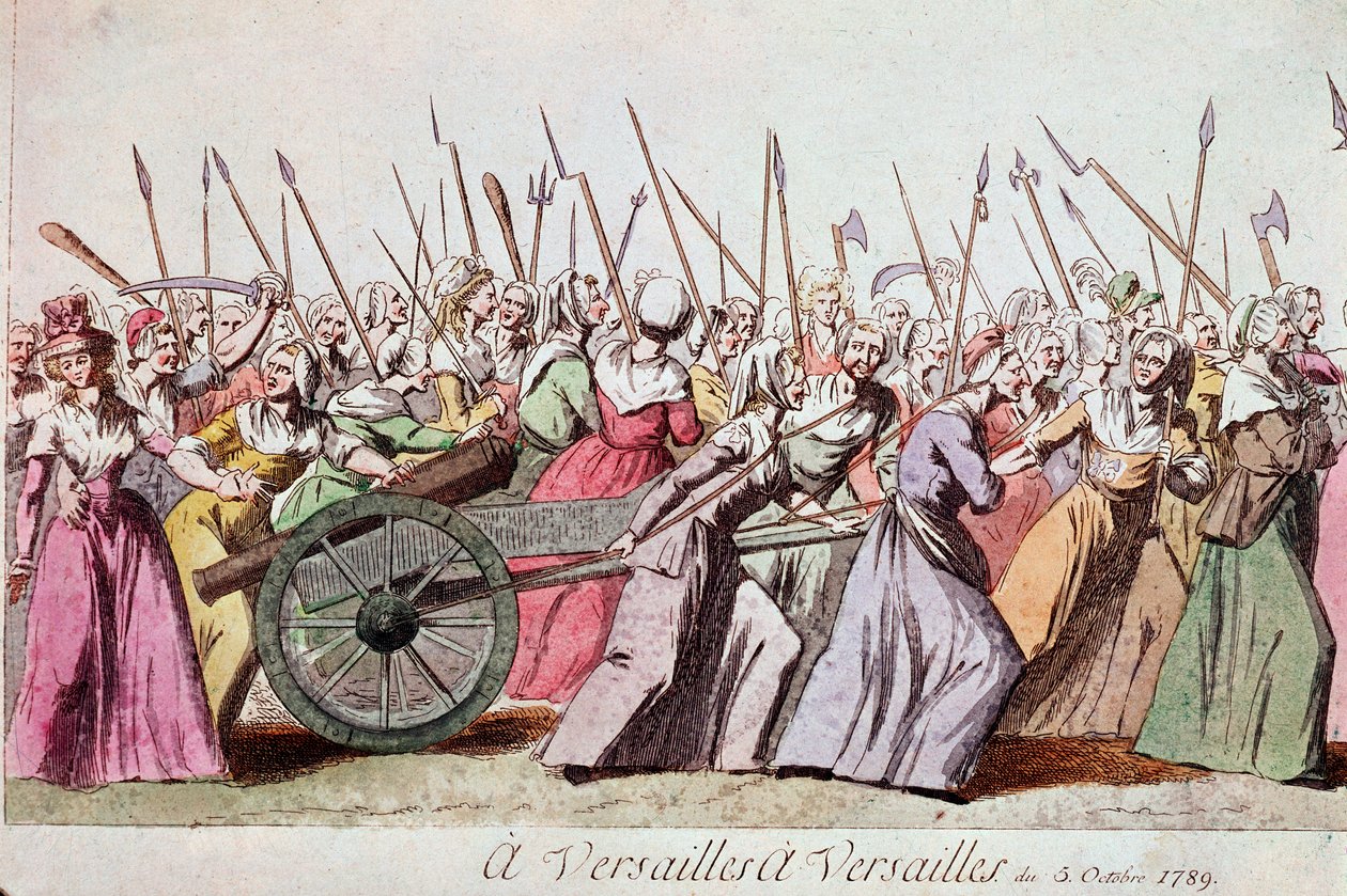 Kadınların Yürüyüşü Versailles, Paris, 5 Ekim 1789 (gravür) by French School