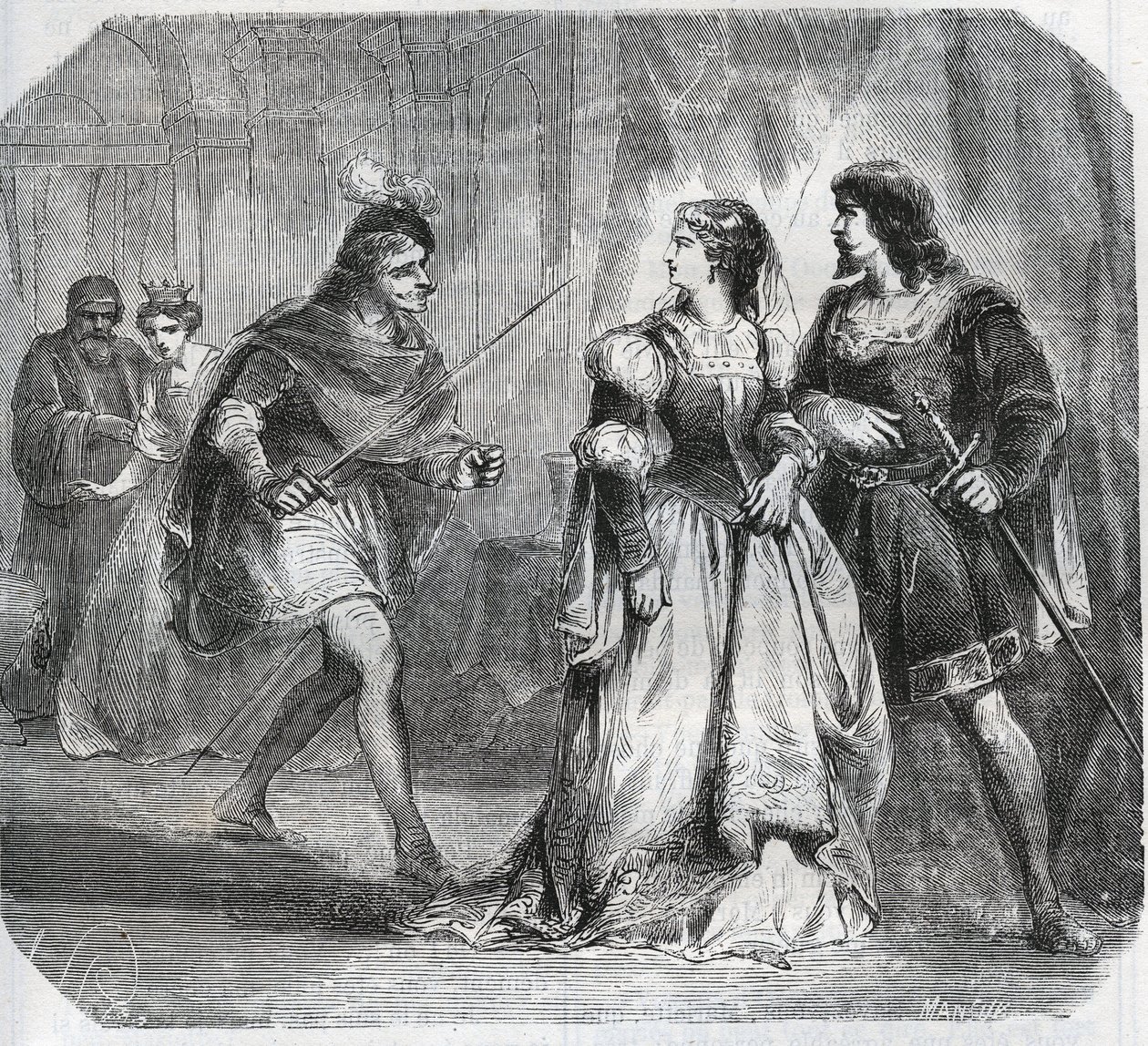 Marguerite de Baviere, Burgonya Düşesi (1363-1423) ve Baviere Kraliçesi Isabeau (Isabelle, Elisabeth) (1371-1435) Valois Louis I, Orleans Dükü (1372-1407) ve Jean Sans Ppeur, Burgonya Dükü ( 1371-1419), hükümeti için savaşan by French School