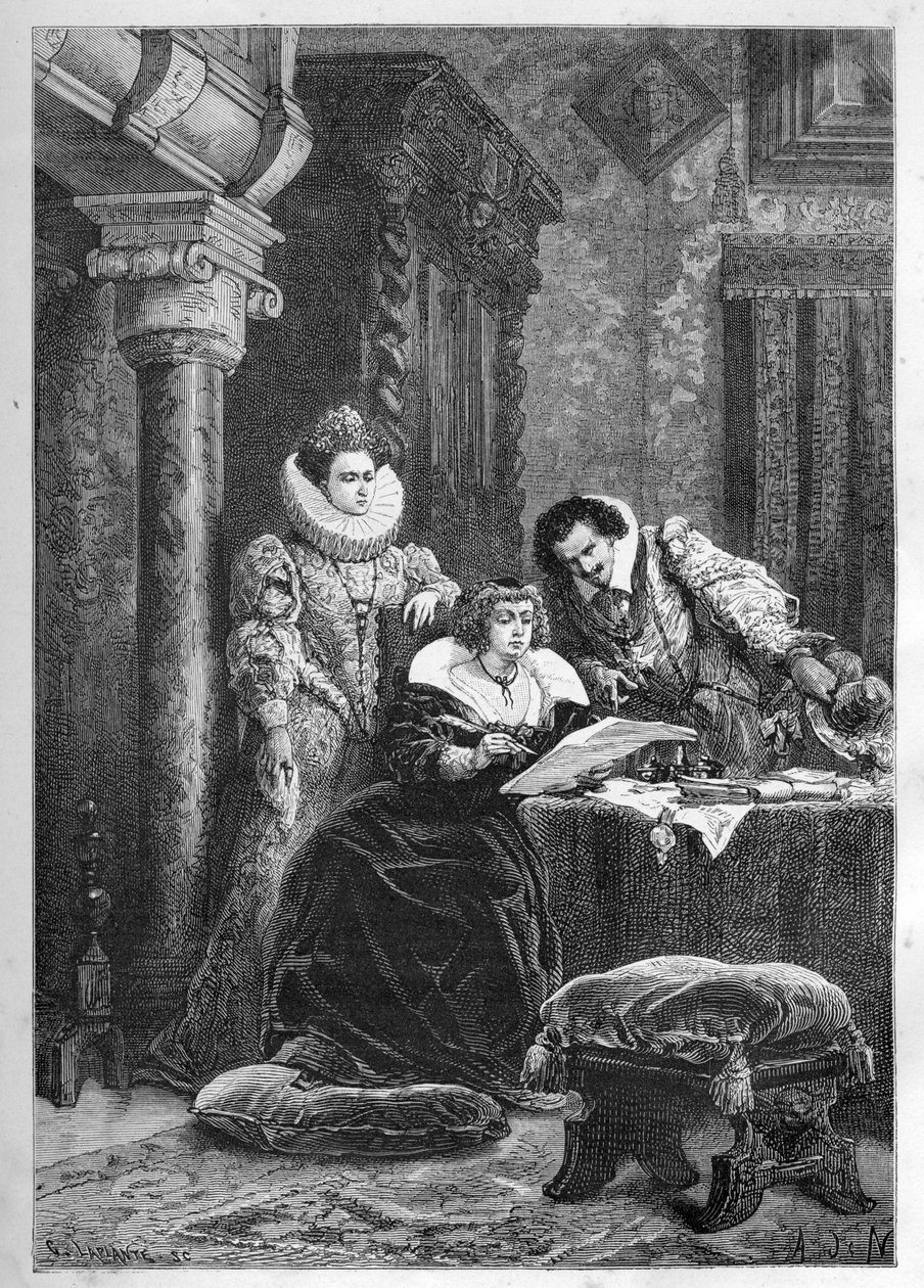 Marie de Medici, nüfuzlu İtalyan arkadaşları ve kendine güvenenleri ile Galigai (1571-1617) olarak bilinen Leonora Dori (Dosi) ve kocası Concino Concini (Conchine) (1575-1617 dolaylarında) - Marie de Medici, İtalyan nüfuzlu arkadaşları ve sırdaşları Leonor by French School