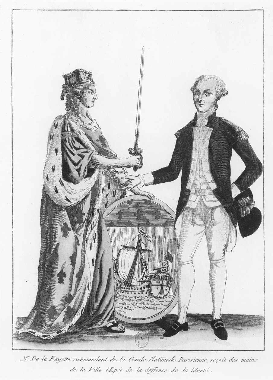 Marquis de La Fayette (lito) by French School