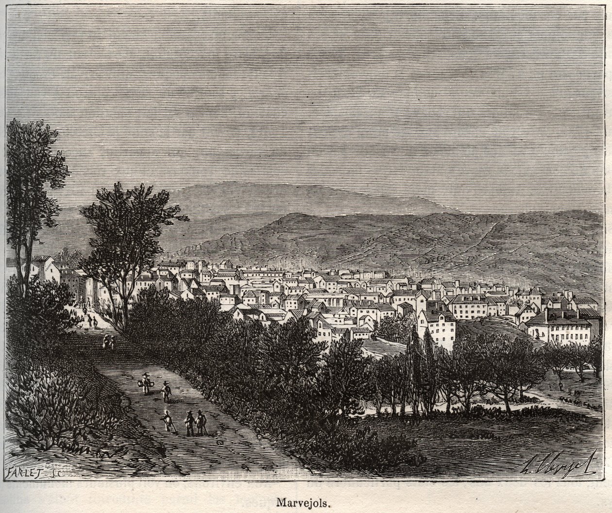 Marvejols - Lozere - Languedoc-Roussillon - V.-A. Malt Brown. 1884 by French School