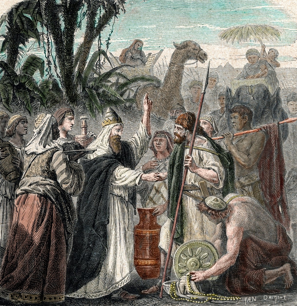 İbrahim ve Melchizedek'in Buluşması (oyma) by French School