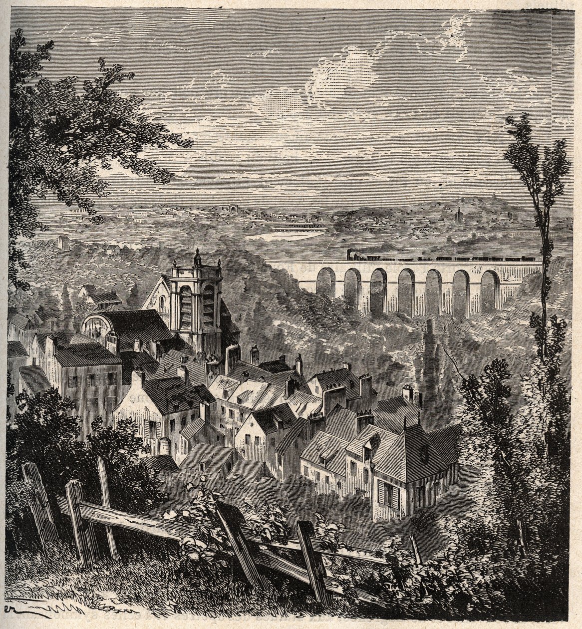Meudon - Hauts-de-Seine bölgesi - “” PATRIE” üzerine gravür - AÇIKLAMA PECTURESSE DE LA FRANCE EN 6 CİLT LUCIEN HUARD TARAFINDAN - 19. yüzyıl sonu by French School