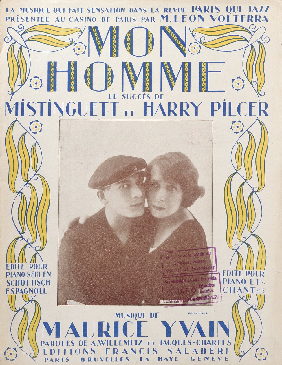 Mon Homme, Mistinguett ve Harry Pilcer tarafından bestelenen şarkının kapağı, 1920 by French School