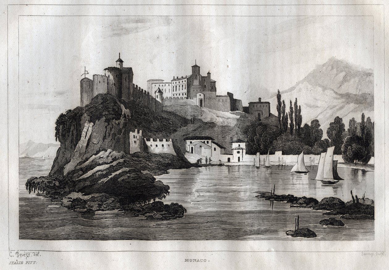 Monako - M. de Norvins, Ch. Nodier 1834-1836. by French School