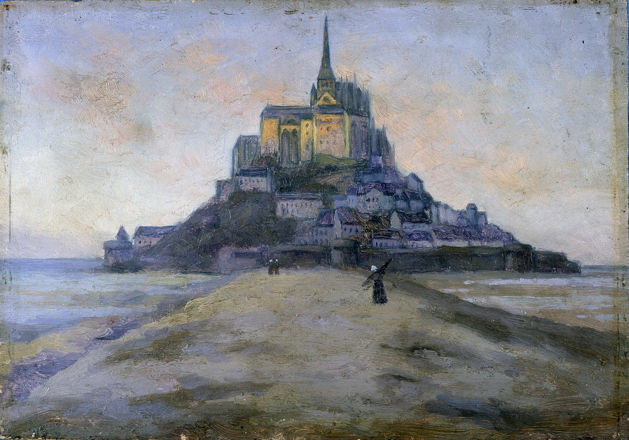 Mont Saint-Michel ve geçit - anonim tablo by French School