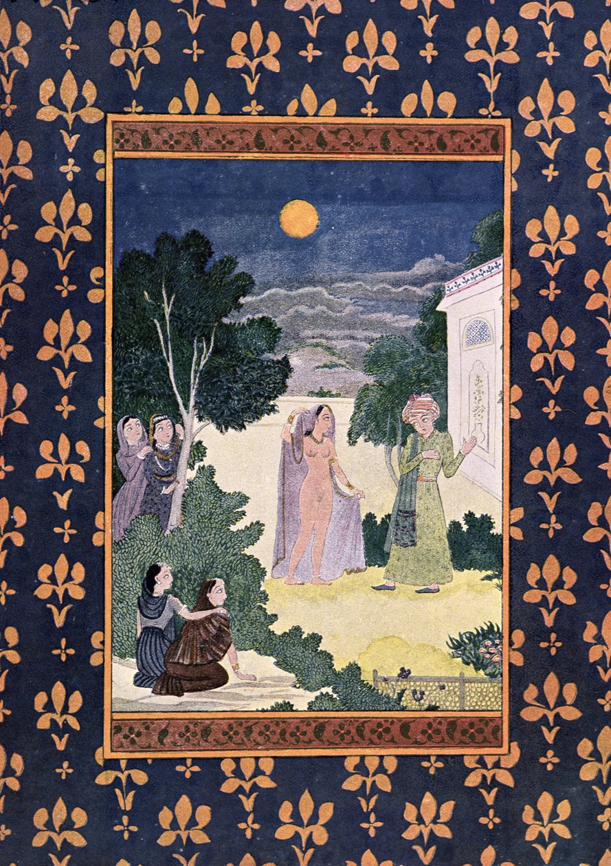 Güzelliğin Ayı, Binbir Gece Masalları için illüstrasyon, 1895 (renkli gravür) by French School