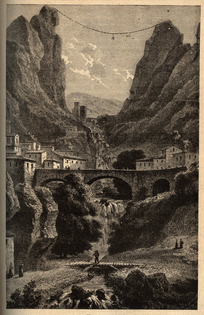 Moustiers-Sainte-Marie (Moustiers Sainte Marie) - Alpes-de-Haute-Provence - “” PATRIE” üzerine gravür - LUCIEN HUARD TARAFINDAN 6 CİLTTE FRANSA PİKE AÇIKLAMASI - 19. yüzyıl sonu by French School