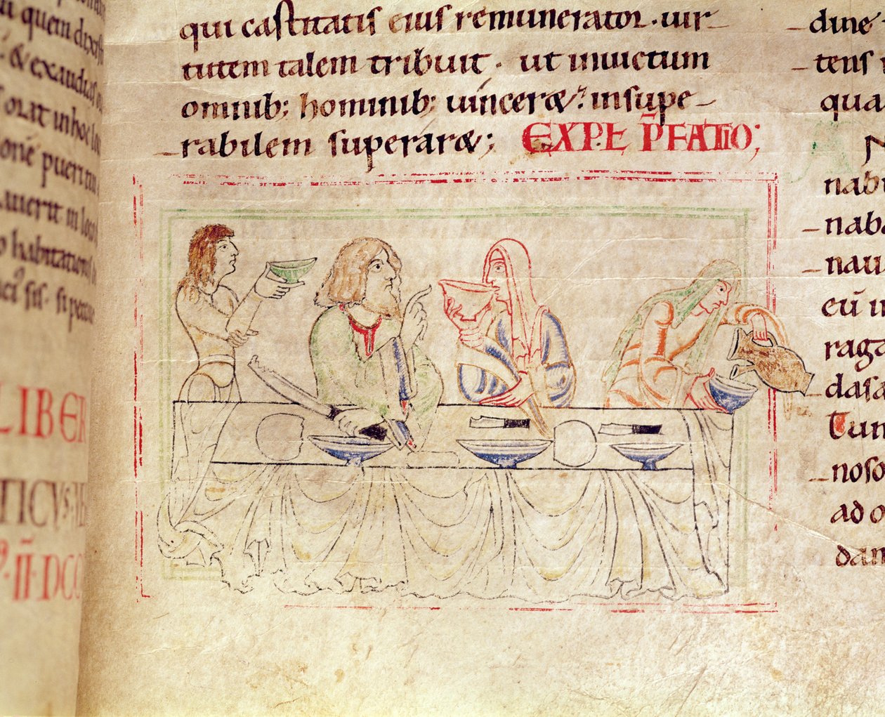 Ms.1215 t.3 fol.158v, Judith ve Holofernes ile Yemek, Etienne Harding İncilinden, 1109 by French School