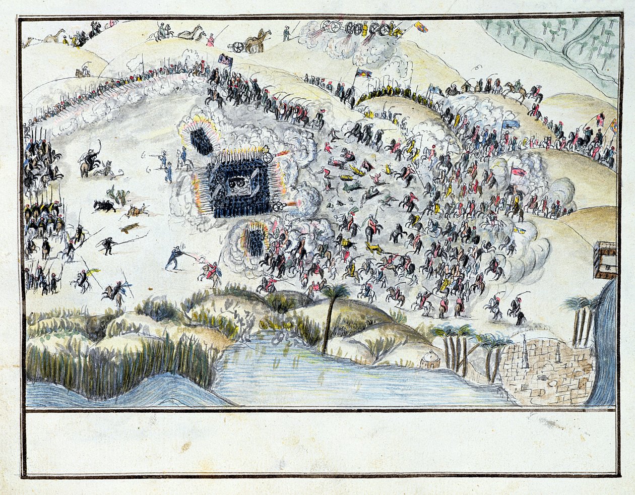 Ms.1688, Bonapartes Mısır Seferi sırasında Çöl Savaşı, 1798 (kağıt üzerinde wc) by French School
