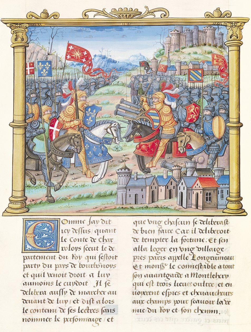 Ms.18 f.7v İyi Halk Birliği Savaşı sırasında Montlhery Savaşı, 14 Temmuz 1465, Philippe of Commines