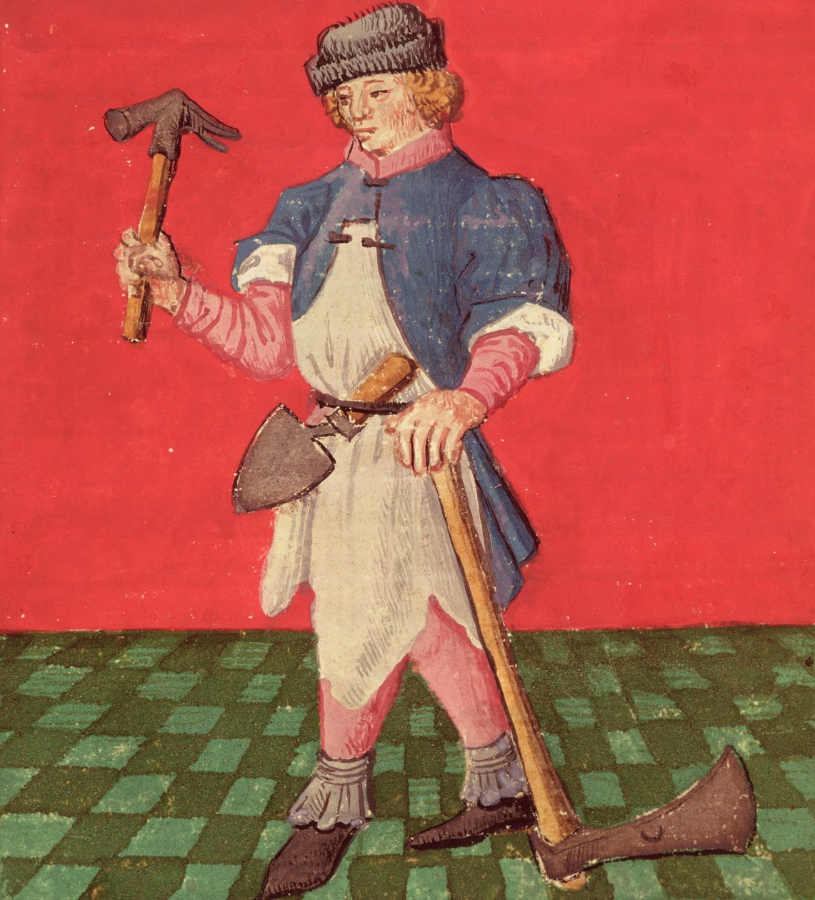 Ms.3066 fol.42 v The Blacksmith, Le Livre des Echecs Moralises, Jacques de Cessoles by French School