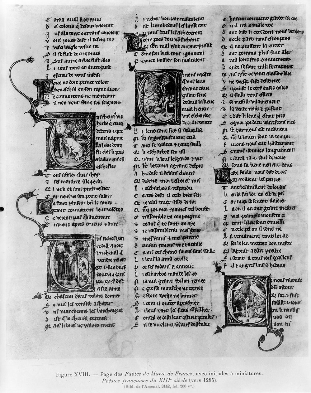 Ms.3142 fol.266 Fables by Marie de France (fl.12. yüzyıl), Anthology of French Poems, c.1280-90 by French School