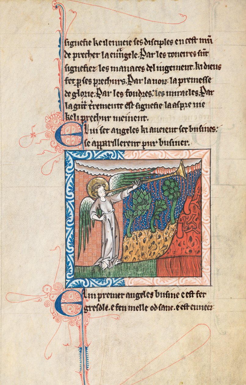 Ms65 f27v, St John Apocalypse on the Apocalypse on the Apocalypse on 13. yüzyılın sonları (parşömen üzerine kalem & mürekkep ve tempera) by French School