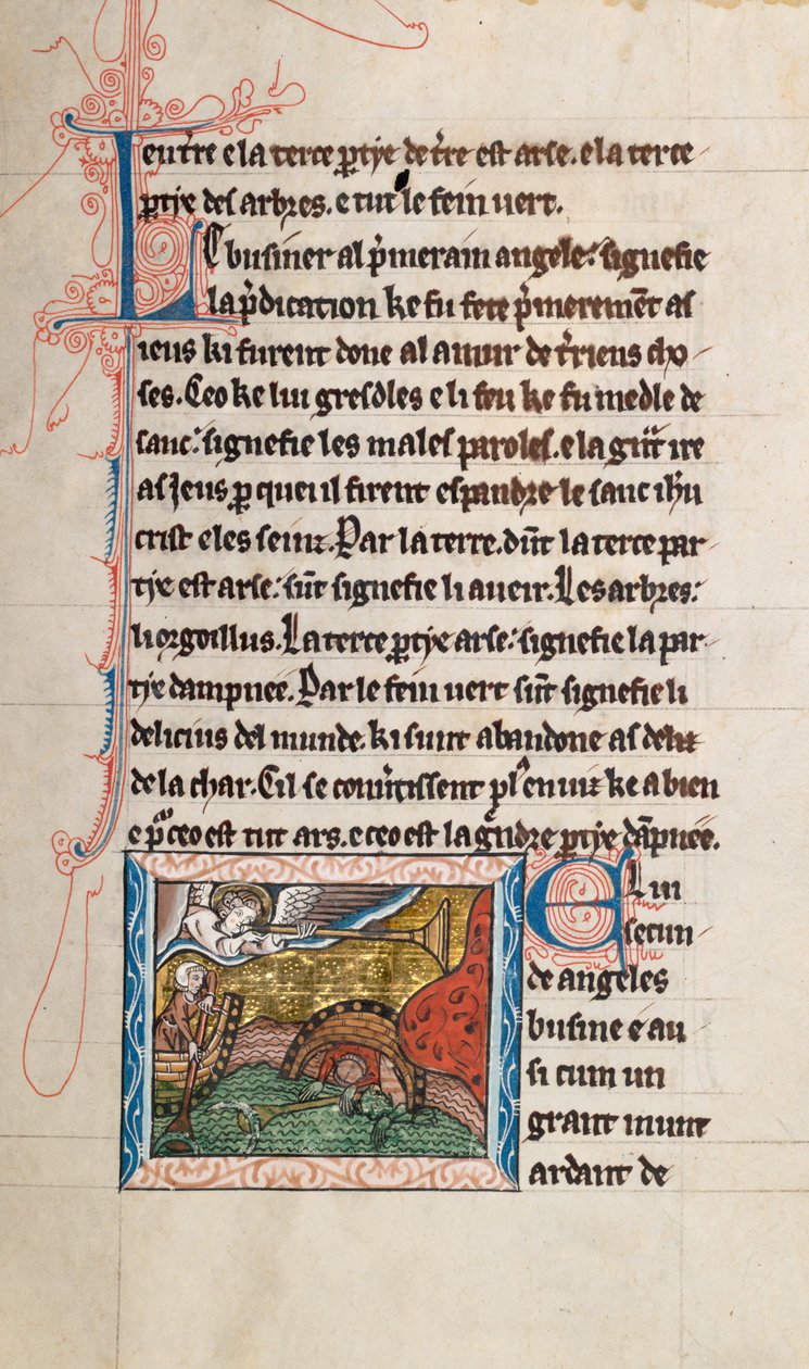 Ms65 f28r, St John Apocalypse on the Apocalypse on the Apocalypse on 13. yüzyılın sonları (parşömen üzerine kalem ve mürekkep ve tempera) by French School