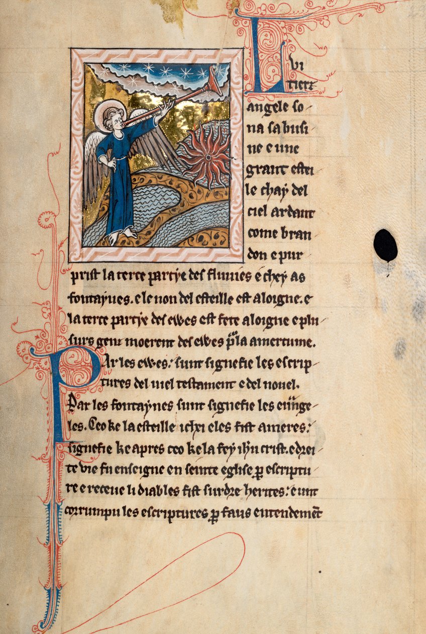 Ms65 f29r, St John Apocalypse on the Apocalypse on the Apocalypse on 13. yüzyılın sonları (parşömen üzerinde kalem & mürekkep ve tempera) by French School
