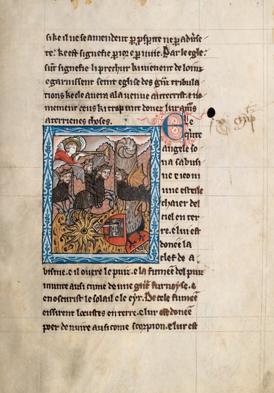 Ms65 f30r, St John Apocalypse on the Apocalypse on the Apocalypse on 13. yüzyılın sonları (parşömen üzerine kalem ve mürekkep ve tempera) by French School