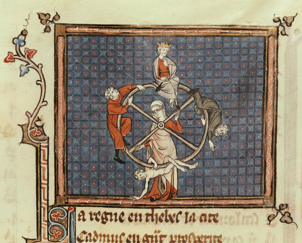 Ms 1044 Fol.74 The Wheel of Fortune, Chretien Legouais tarafından yazılan Ovide Moralise