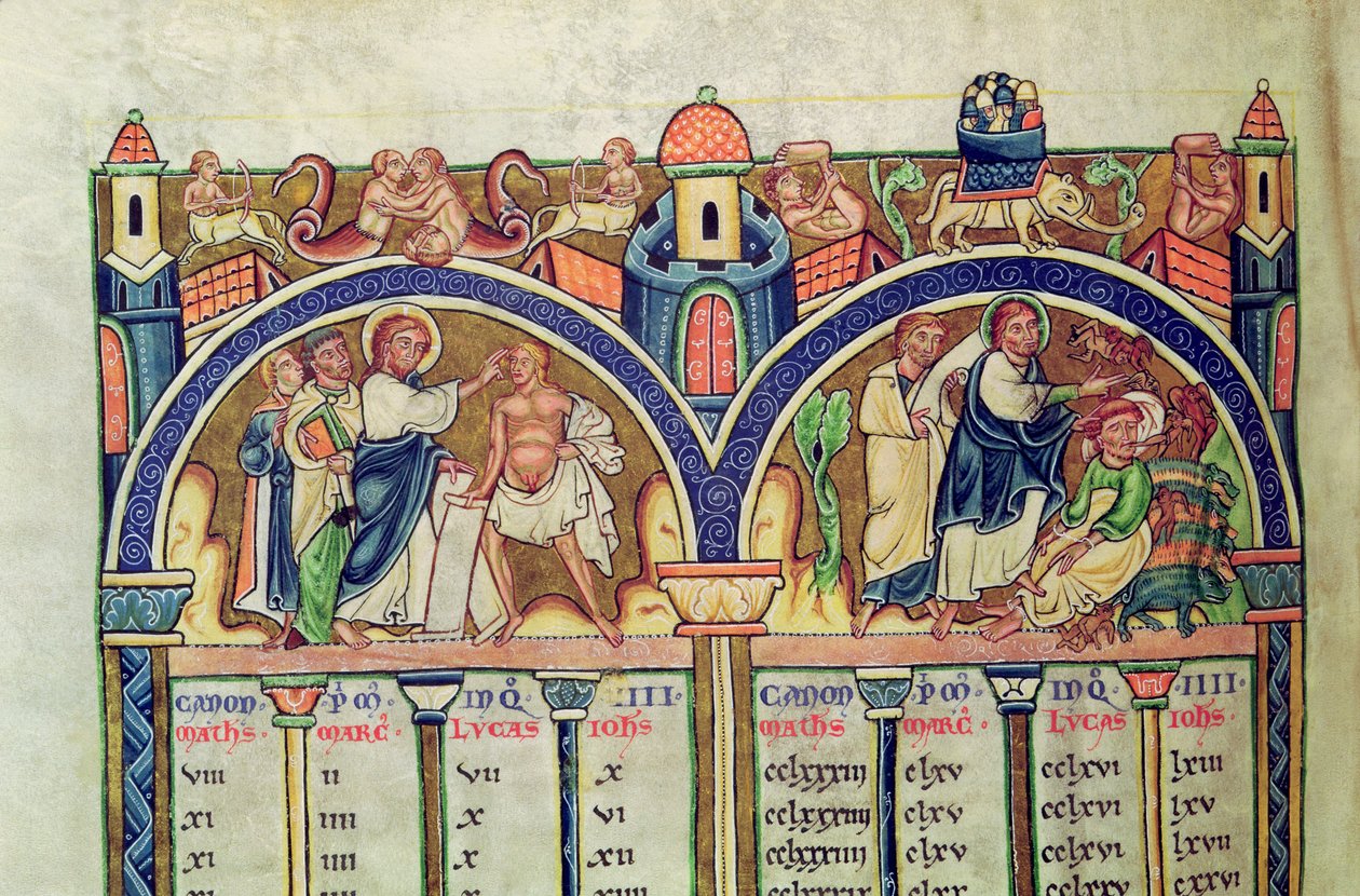 Ms 10 f.128v Evanjelistlerin Canon