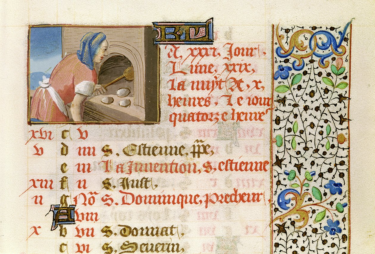 Ms 134 August: Bir Saatler Kitabından Ekmek Pişirmek by French School
