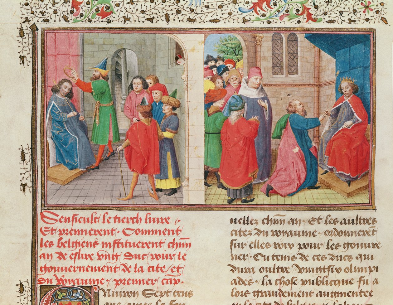 Ms 149 t.1 fol.108v Histoire des Nobles Princes de Hainaut'tan Belçikalılar Bir Dük'ü Nasıl Seçer, Jacques de Guise by French School
