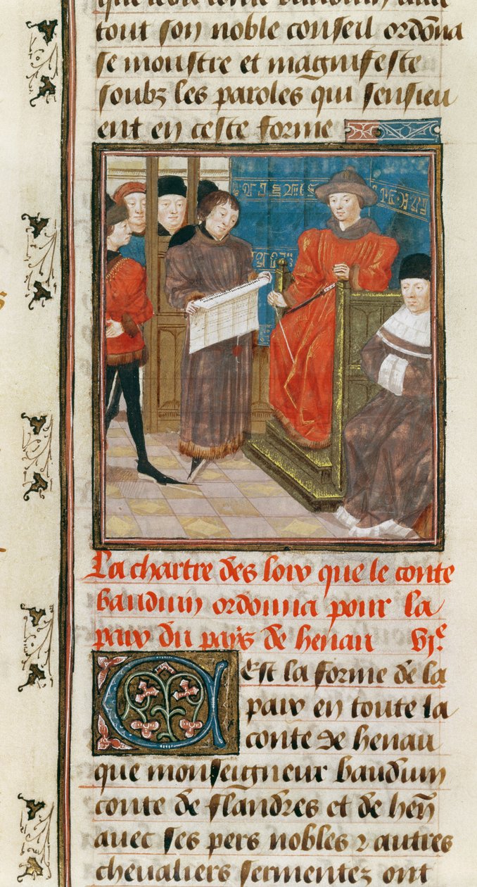 Bayan 149t.3 fol.175 v Hainault Ülkesinin Barışı İçin Hainault Emirlerinden Baudouin VI