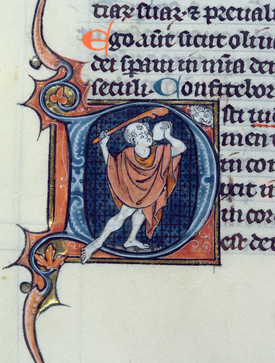 Ms 15 fol.236v Bir taş ve bir çubuk tutan bir aptal by French School